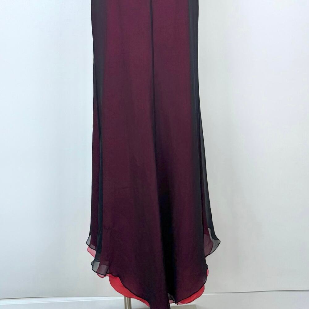 Dolce Jovani Silk Maxi Slip Dress Layered Black/Red Size 10 Vintage Whimsical - Picture 11 of 14